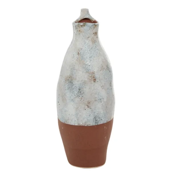 Vases-Kirkland's Home White And Rust Brown Ceramic Vase, 14 In. White/Brown