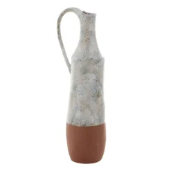 Vases-Kirkland's Home White And Rust Brown Ceramic Vase, 23 In. White/Brown