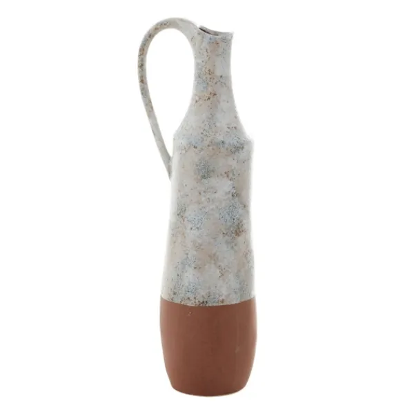 Vases-Kirkland's Home White And Rust Brown Ceramic Vase, 23 In. White/Brown