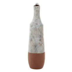 Vases-Kirkland's Home White And Rust Brown Ceramic Vase, 23 In. White/Brown