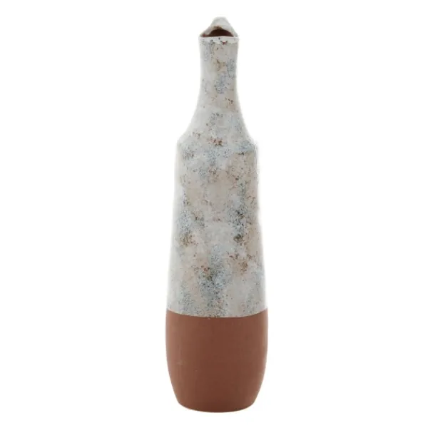 Vases-Kirkland's Home White And Rust Brown Ceramic Vase, 23 In. White/Brown