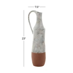 Vases-Kirkland's Home White And Rust Brown Ceramic Vase, 23 In. White/Brown
