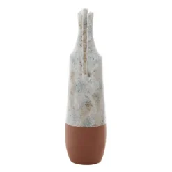 Vases-Kirkland's Home White And Rust Brown Ceramic Vase, 23 In. White/Brown