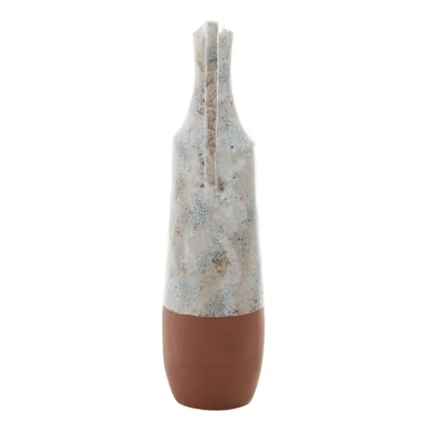 Vases-Kirkland's Home White And Rust Brown Ceramic Vase, 23 In. White/Brown