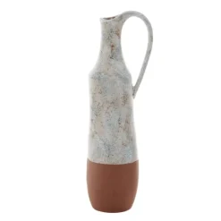 Vases-Kirkland's Home White And Rust Brown Ceramic Vase, 23 In. White/Brown