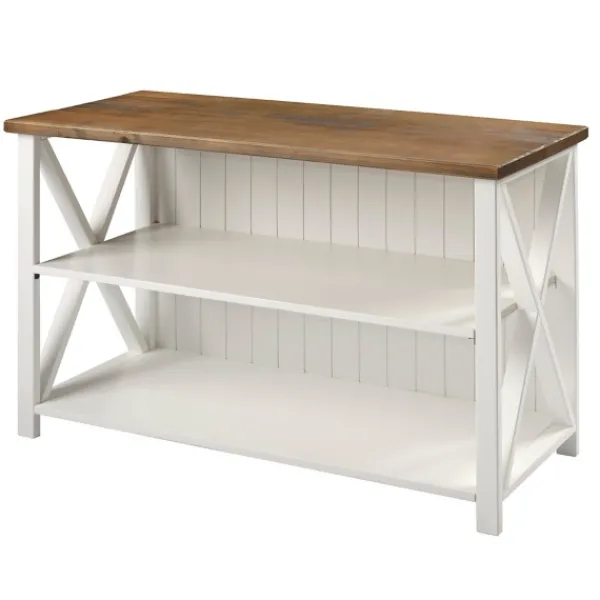 Console Tables-Kirkland's Home White And Rustic Oak Wood Farmhouse Console Table White/Brown