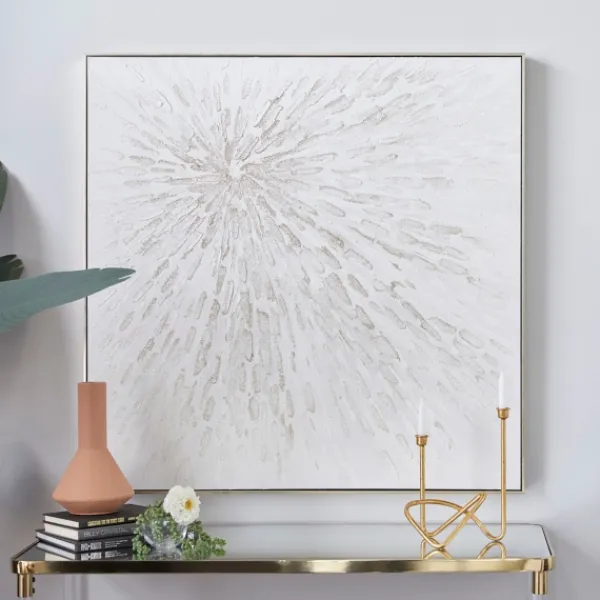 Canvas Art-Kirkland's Home White And Silver Impasto Abstract Canvas Art Print White/Silver