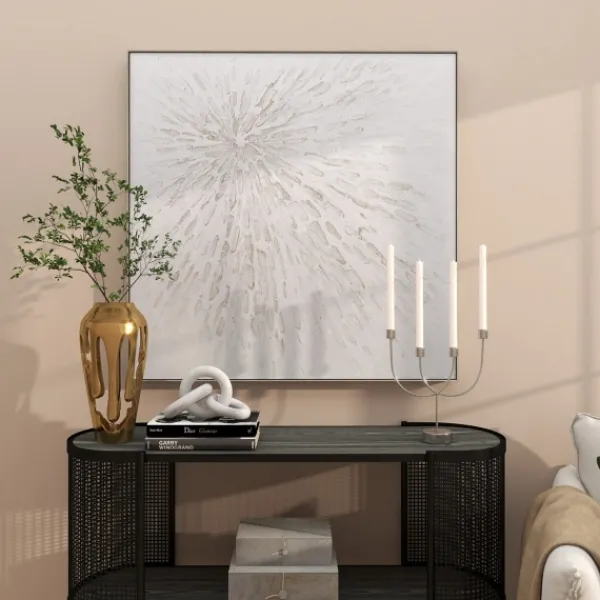 Canvas Art-Kirkland's Home White And Silver Impasto Abstract Canvas Art Print White/Silver