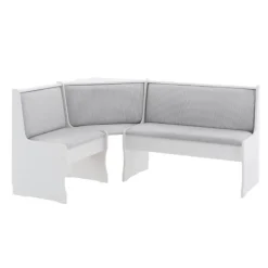 Dining Sets-Kirkland's Home White And Upholstered 3-Pc Dining Nook Set Gray