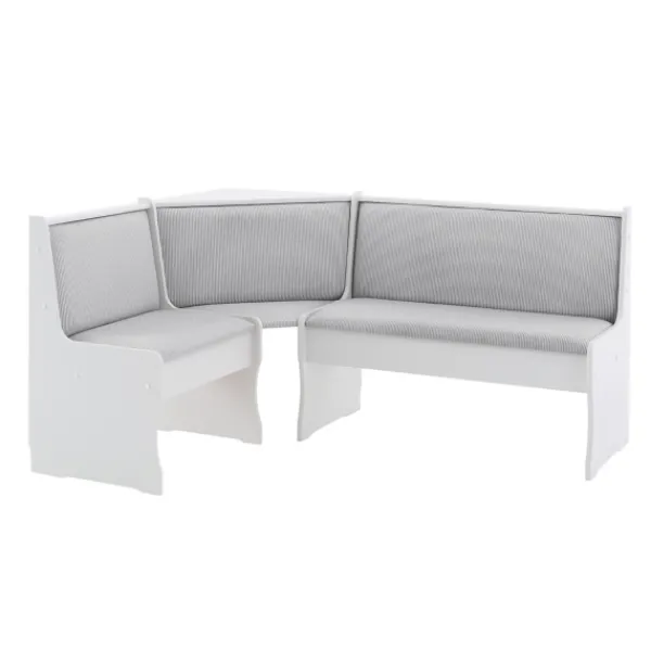Dining Sets-Kirkland's Home White And Upholstered 3-Pc Dining Nook Set Gray