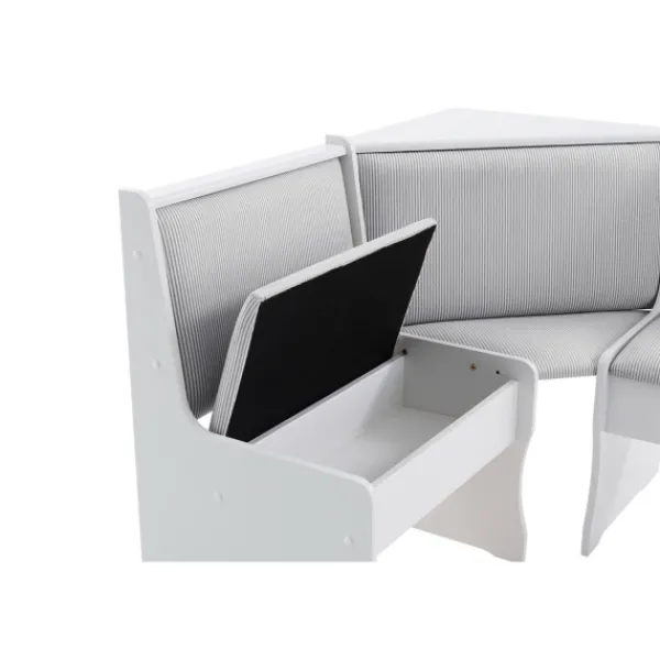 Dining Sets-Kirkland's Home White And Upholstered 3-Pc Dining Nook Set Gray