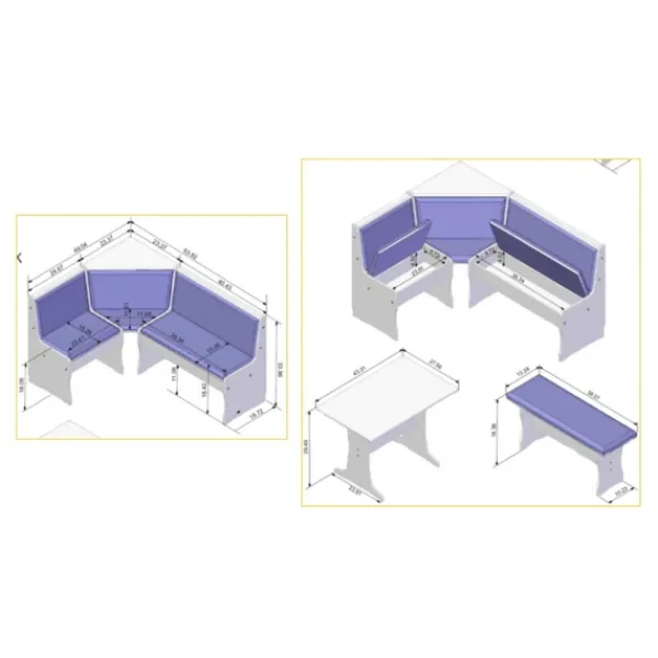 Dining Sets-Kirkland's Home White And Upholstered 3-Pc Dining Nook Set Gray