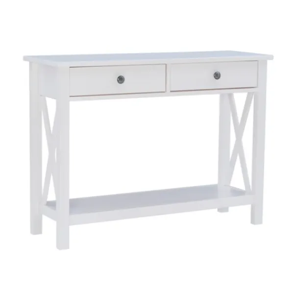 Entryway Furniture-Kirkland's Home White Antique Pine X Console Table