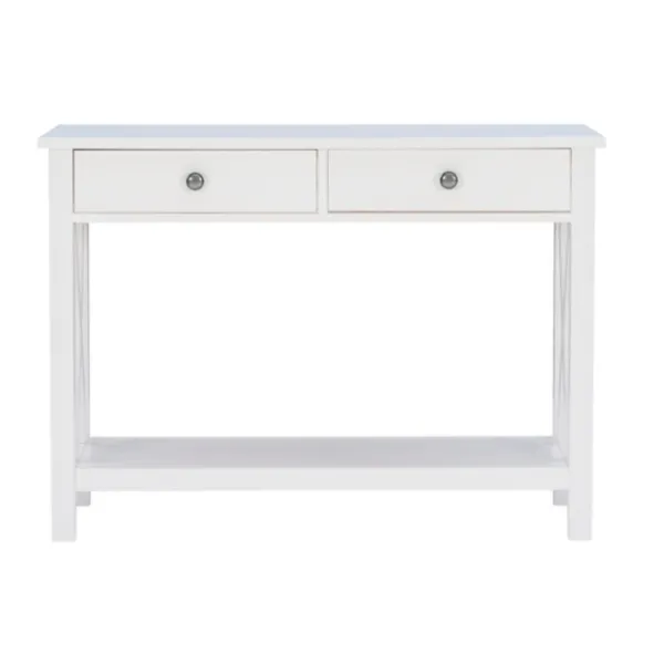 Entryway Furniture-Kirkland's Home White Antique Pine X Console Table