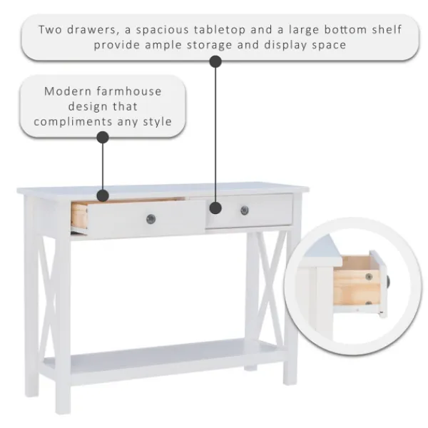 Entryway Furniture-Kirkland's Home White Antique Pine X Console Table