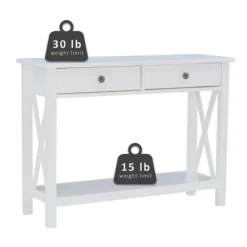 Entryway Furniture-Kirkland's Home White Antique Pine X Console Table