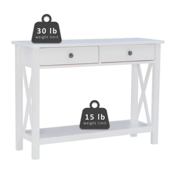 Entryway Furniture-Kirkland's Home White Antique Pine X Console Table