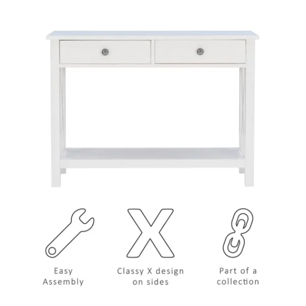 Entryway Furniture-Kirkland's Home White Antique Pine X Console Table