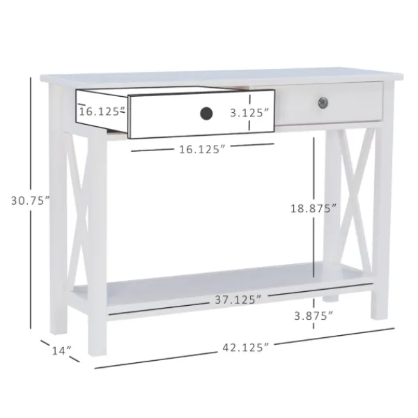 Entryway Furniture-Kirkland's Home White Antique Pine X Console Table