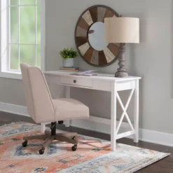 Office Furniture-Kirkland's Home White Antique Pine X Frame Desk