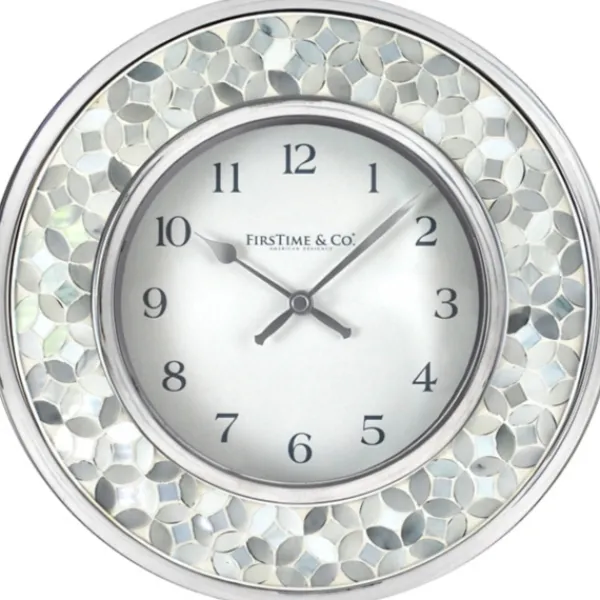 Clocks-Kirkland's Home White Arabesque Mosaic Frame Wall Clock