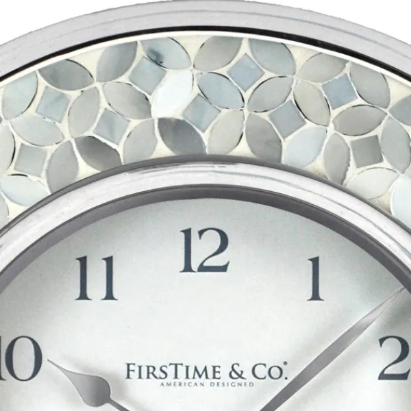 Clocks-Kirkland's Home White Arabesque Mosaic Frame Wall Clock