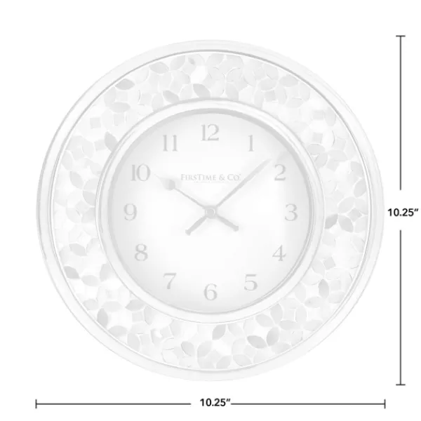 Clocks-Kirkland's Home White Arabesque Mosaic Frame Wall Clock