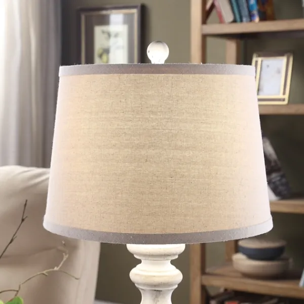 Table Lamps-Kirkland's Home White Balastra Table Lamp With Square Base Tan