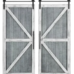 Wall Plaques-Kirkland's Home White Barn Door Galvanized Wall Plaques, Set Of 2 Gray