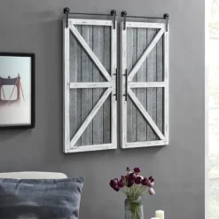 Wall Plaques-Kirkland's Home White Barn Door Galvanized Wall Plaques, Set Of 2 Gray