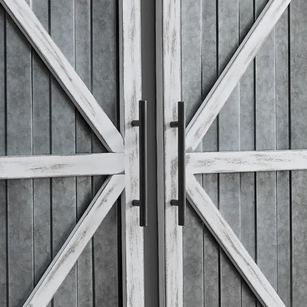 Wall Plaques-Kirkland's Home White Barn Door Galvanized Wall Plaques, Set Of 2 Gray