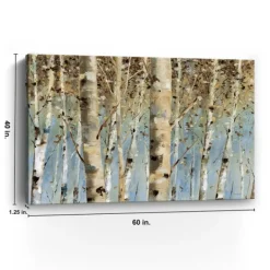 Canvas Art-Kirkland's Home White Birch Forest Canvas Art Print, 60X40 In. Brown/Blue