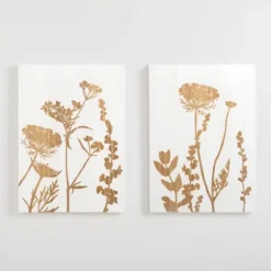 Wall Plaques-Kirkland's Home White Botanical Silhouette Wood Wall Plaque White/Brown