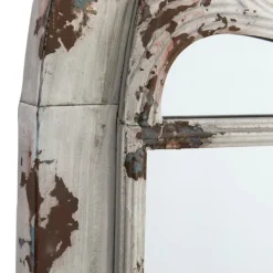 Decorative Mirrors-Kirkland's Home White Brown Rustic Window Iron Frame Wall Mirror