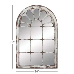 Decorative Mirrors-Kirkland's Home White Brown Rustic Window Iron Frame Wall Mirror