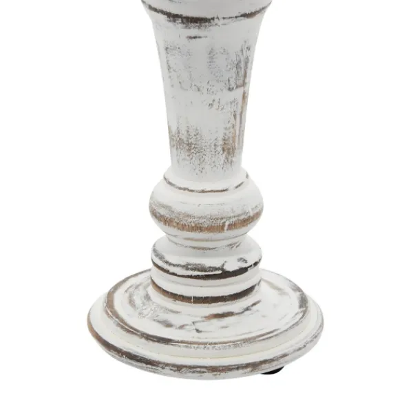 Candle Holders-Kirkland's Home White Brushstroke 3-Pc. Pillar Candle Holder Set White/Brown