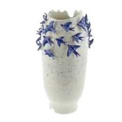 Vases-Kirkland's Home White Ceramic Coastal Vase, 18 In. White/Blue