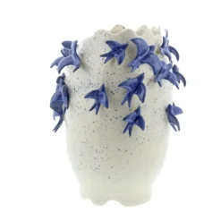 Vases-Kirkland's Home White Ceramic Coastal Vase, 12 In. White/Blue