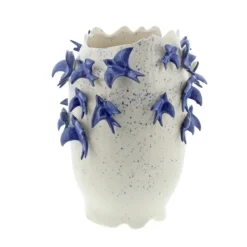 Vases-Kirkland's Home White Ceramic Coastal Vase, 12 In. White/Blue