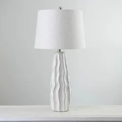 Table Lamps-Kirkland's Home White Ceramic Waves Table Lamp Ivory