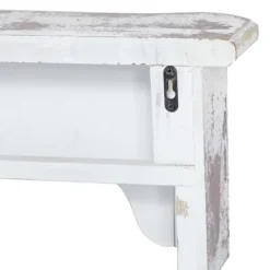 Shelves-Kirkland's Home White Distressed Carved Wood Acanthus Wall Shelf