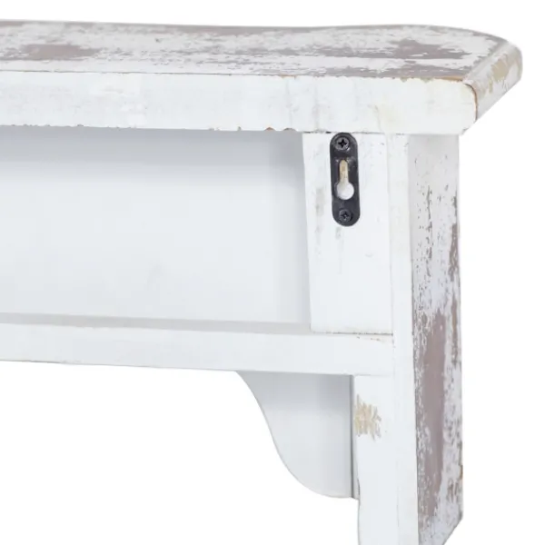 Shelves-Kirkland's Home White Distressed Carved Wood Acanthus Wall Shelf