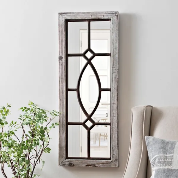 Decorative Mirrors-Kirkland's Home White Distressed Panel Wall Mirror