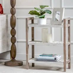 Bookshelves-Kirkland's Home White Distressed Wood Bookshelf