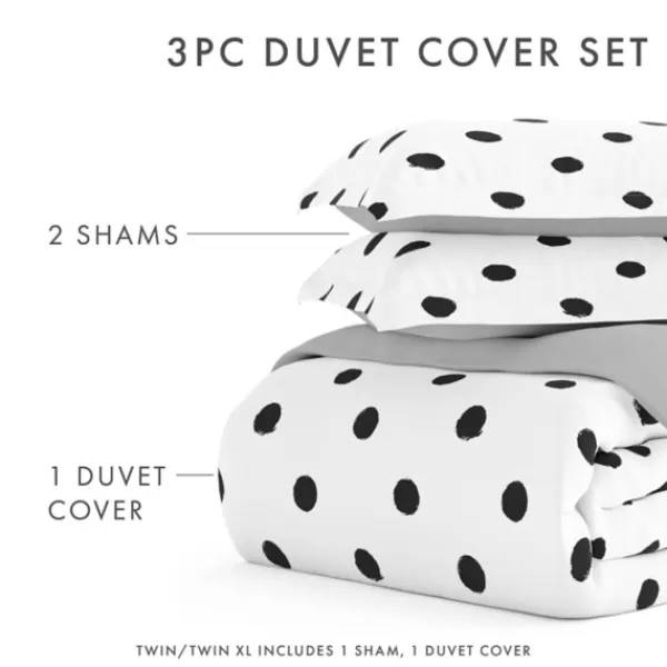 Duvets-Kirkland's Home White Dotted Reversible 2-Pc. Twin Duvet Cover Set White/Gray