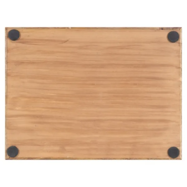 Decorative Trays-Kirkland's Home White Enameled Rectangle Mango Wood Tray Tan/White