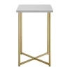 Accent & End Tables-Kirkland's Home White Faux Marble And Gold X-Base Accent Table