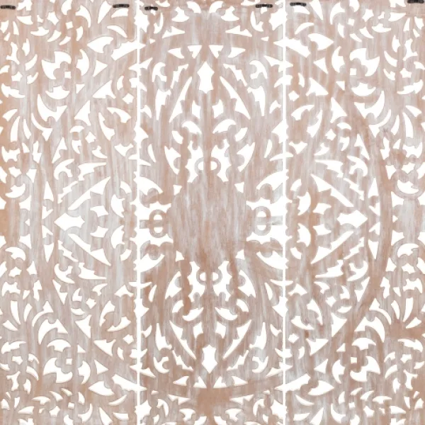 Wall Plaques-Kirkland's Home White Floral Wood Carving 3-Pc. Wall Plaque White/Tan