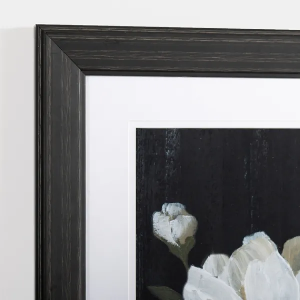 Framed Art-Kirkland's Home White Flower On Black I Framed Art Print White/Black