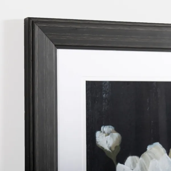 Framed Art-Kirkland's Home White Flower On Black I Framed Art Print White/Black
